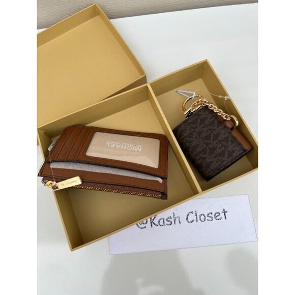 Michael Kors coin pouch apple airpod case MK signature gift set brown - Picture 2 of 7